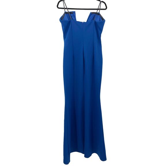 Katie May Dress Womens Large Crush Gown Ocean Blue Strapless Plunging V Neck NWT - Picture 4 of 9